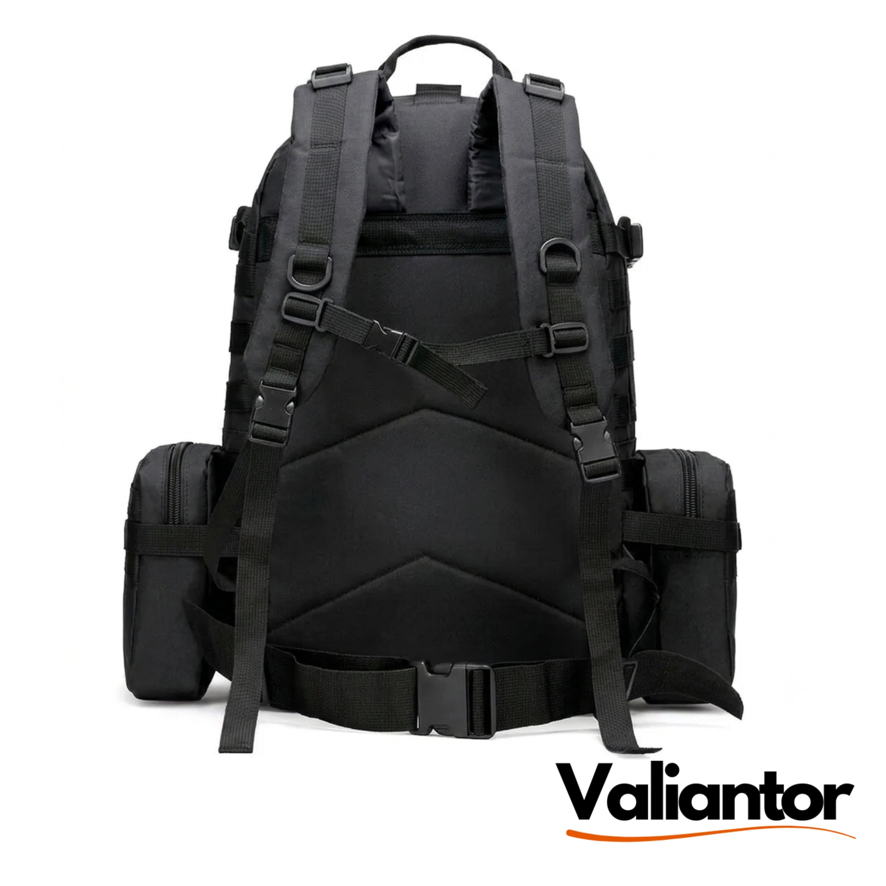 Vista trasera de la mochila militar modular 48,5L con respaldo acolchado y cinturón de cadera