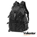 Mochila táctica militar 30L negra en Oxford 800D con sistema MOLLE, vista frontal en ángulo